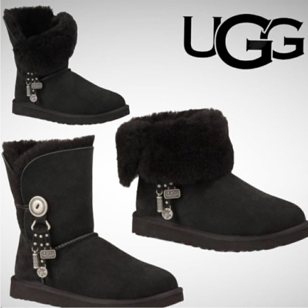Ugg Black Azalea Charm Boots Women's Size 9